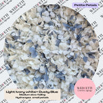 Light Ivory white & Dusty Blue Hydrangea petals