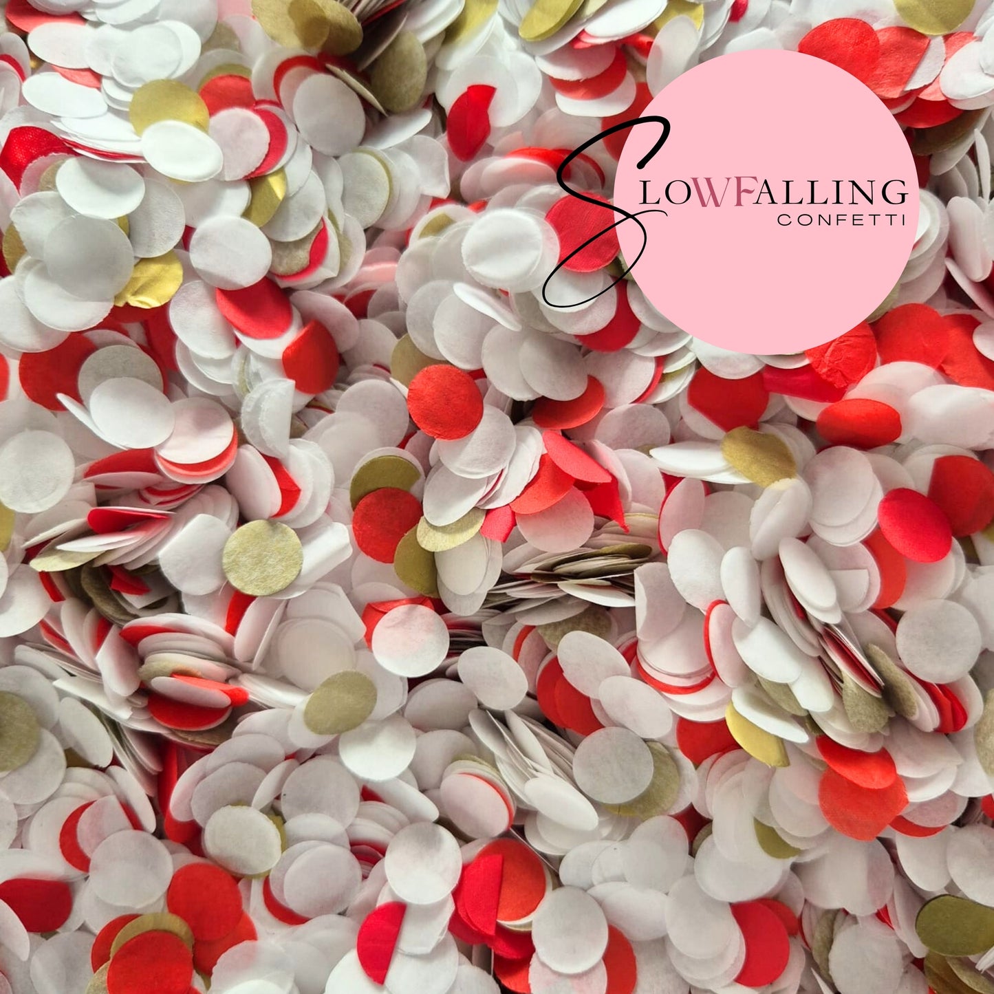 Slow falling paper Confetti - China Red White Gold