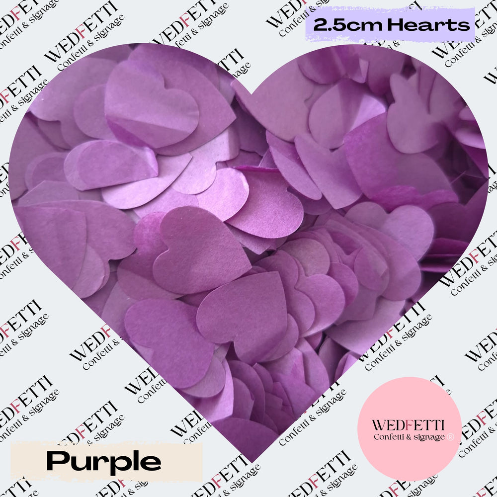 Biodegradable paper Confetti hearts - Purple