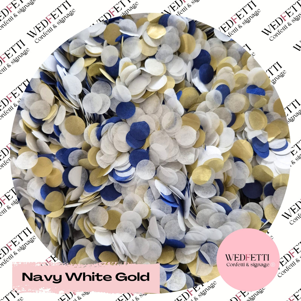 Slow falling paper Confetti - Gold White Navy