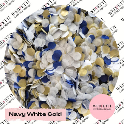 Slow falling paper Confetti - Gold White Navy