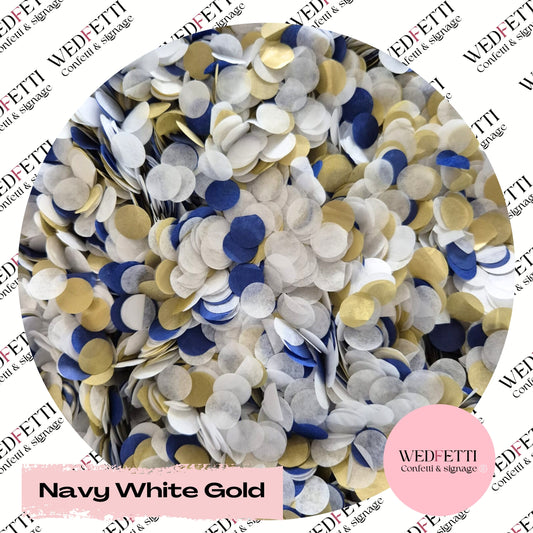 Slow falling paper Confetti - Gold White Navy