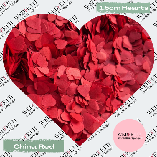 Paper Confetti hearts 1.5cm - China Red