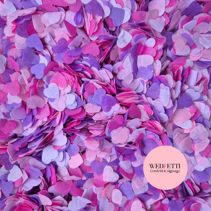 Paper Confetti hearts 1.5cm - Purples & Pinks