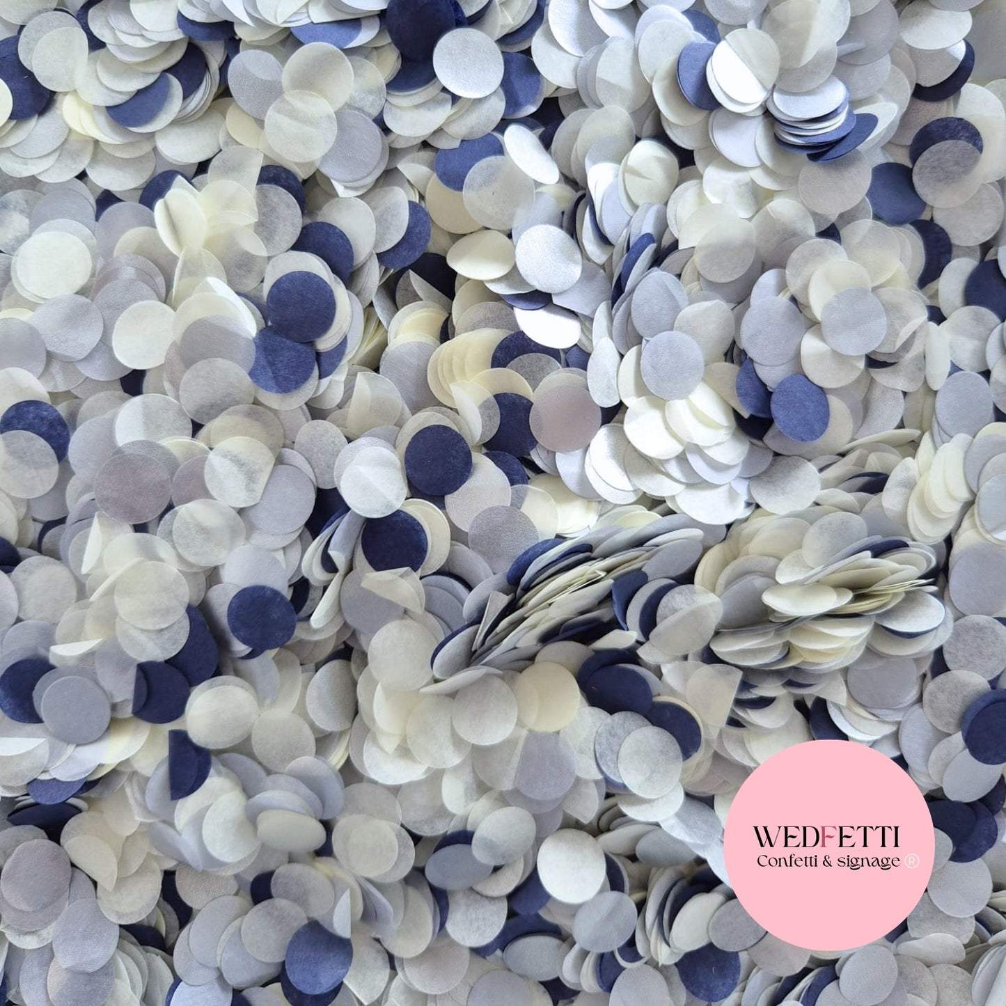 Slow falling paper Confetti - Navy Blue Silver Light Ivory