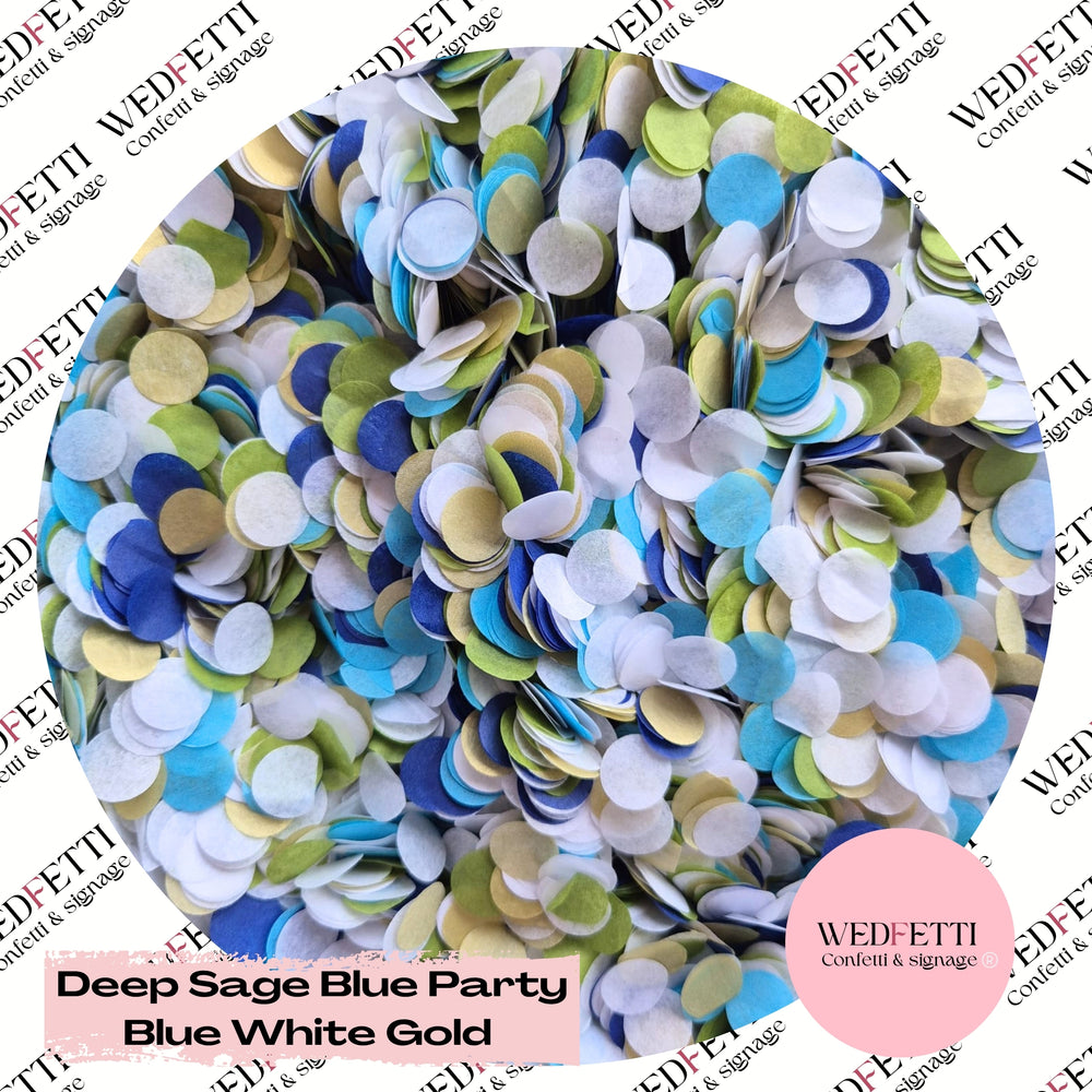 Slow falling paper Confetti - Deep Sage blue party blue white gold