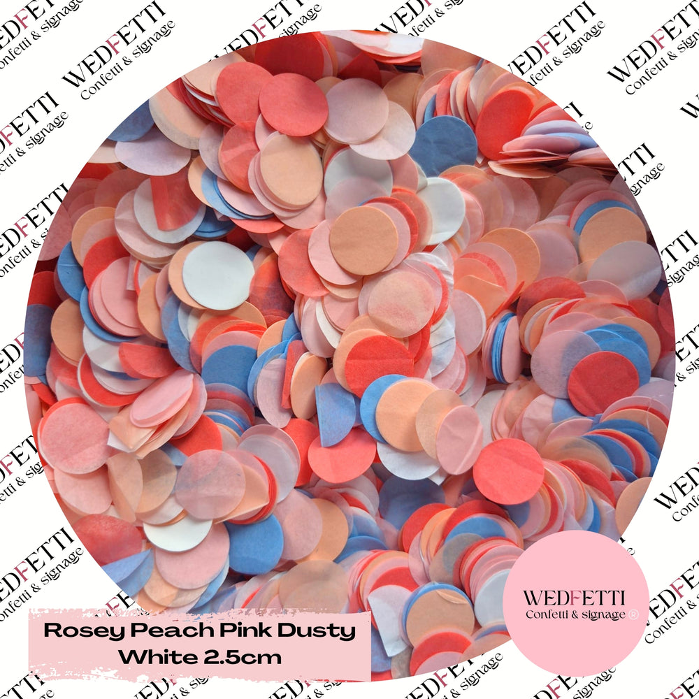 Circles Large 2.5cm Biodegradable - Rosey Pink Peach Dusty White