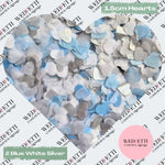 Paper Confetti hearts 1.5cm - 2 Blue Silver White