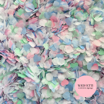 Paper Confetti hearts 1.5cm - Dusty Blue Rose Mint White