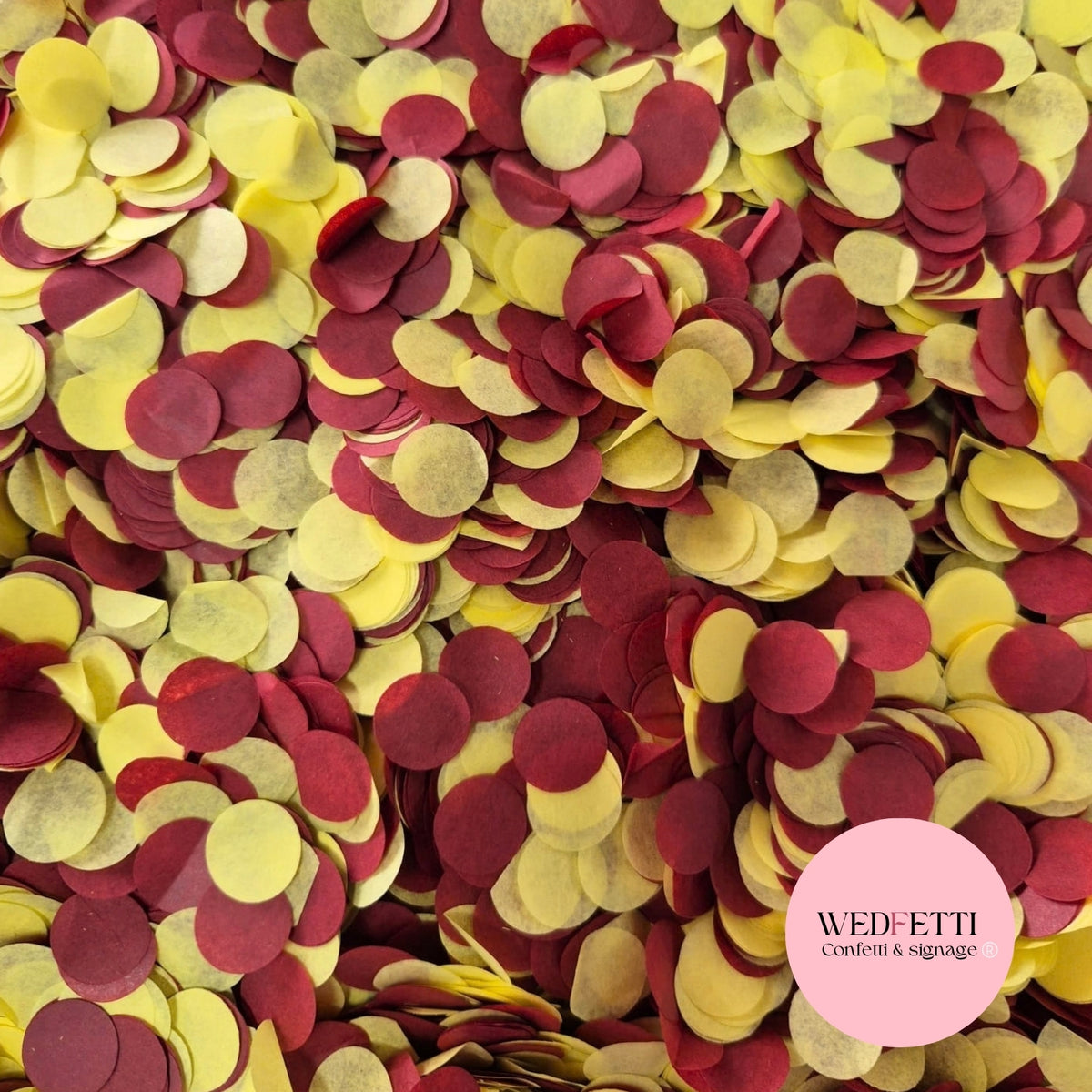 Slow falling paper Confetti - Burgundy Wine Yellow