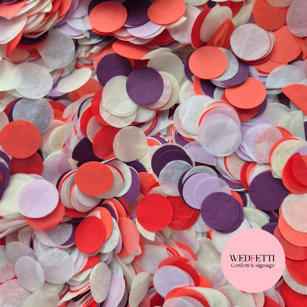 Circles Large 2.5cm Biodegradable - Light Ivory lavender 2 Red D Purple White