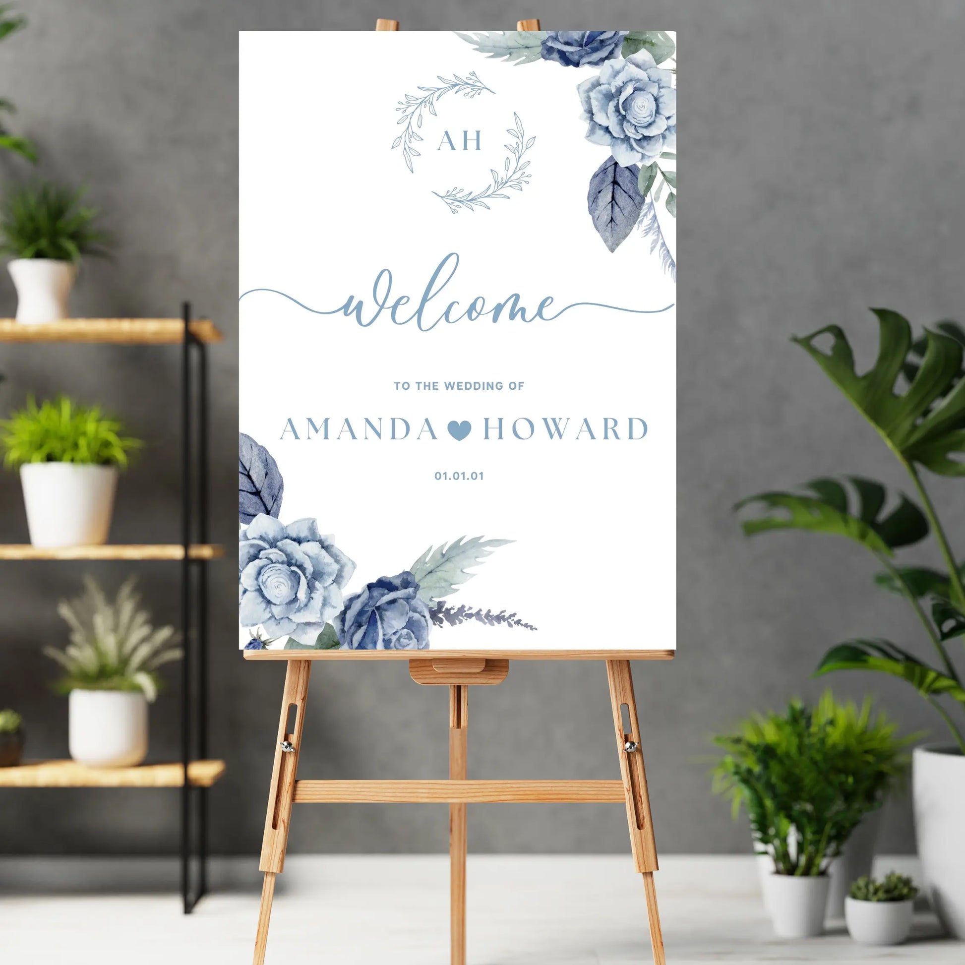 Welcome sign - up to A1 size (Bluez) WedFetti