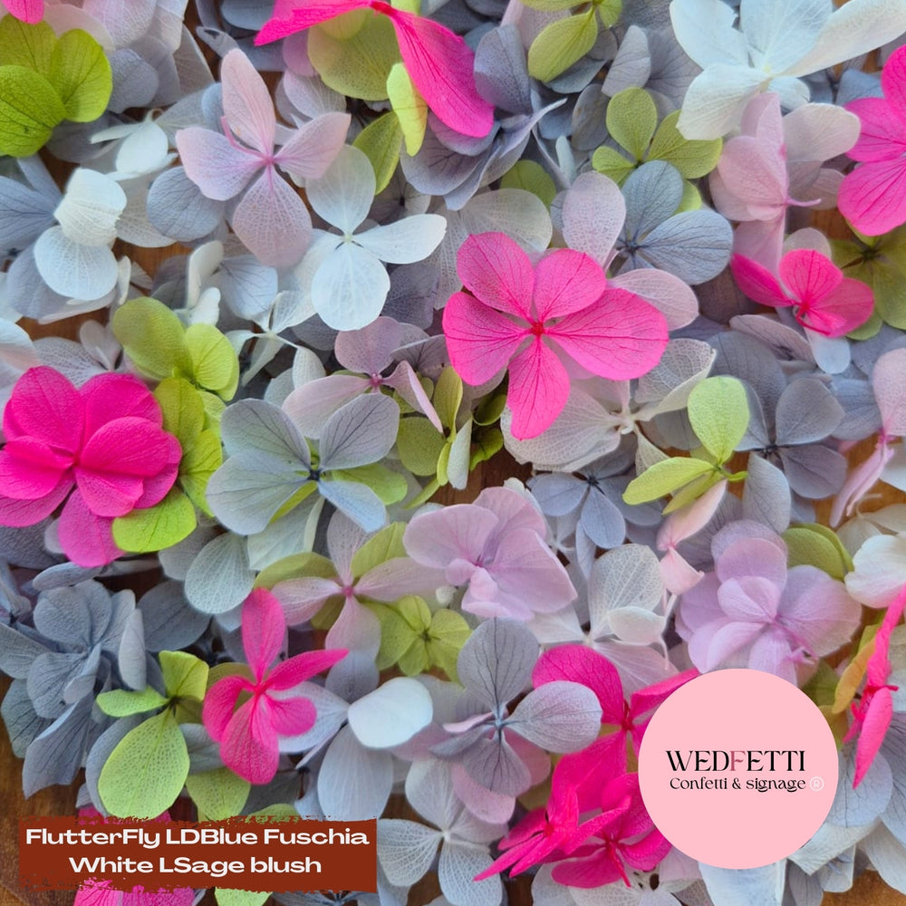 FlutterFly® Petal Confetti - L Dusty Blue LSage White Fuschia Blush