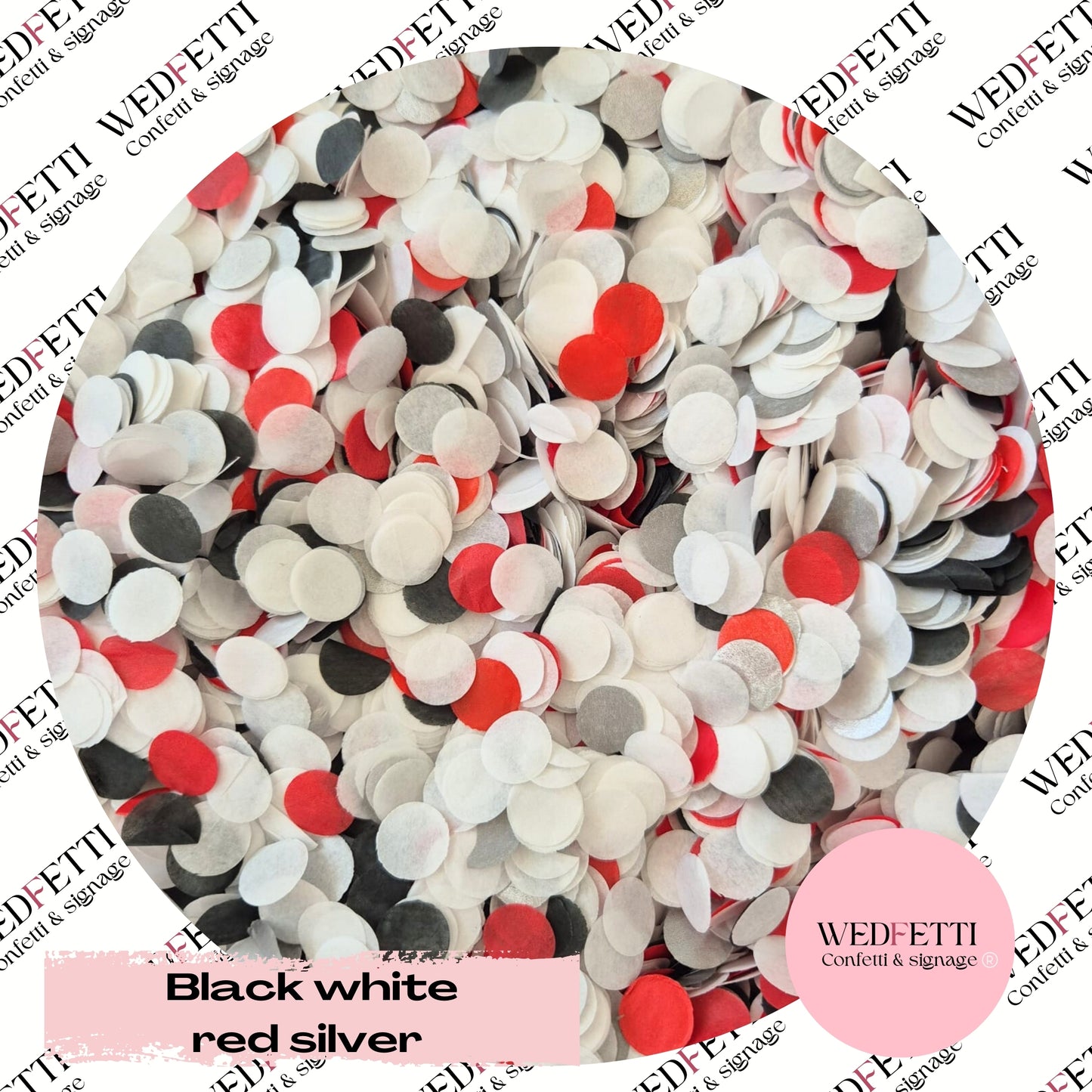Slow falling paper Confetti - black white red silver