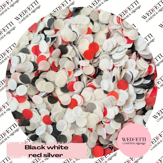 Slow falling paper Confetti - black white red silver