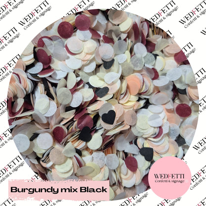 Multi mix Biodegradable paper Confetti - Burgundy mix black