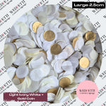 Circles Large 2.5cm Biodegradable - light Ivory White + Biodegradable Gold Coin