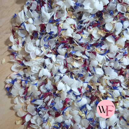 Natural Cornflower Delphinium & Snow Petal® mix