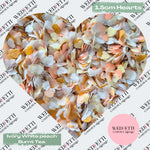 Paper Confetti hearts 1.5cm - Ivory white peach burnt tea