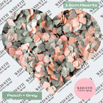 Paper Confetti hearts 1.5cm - Peach + Grey