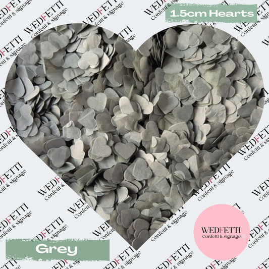 Paper Confetti hearts 1.5cm - Grey