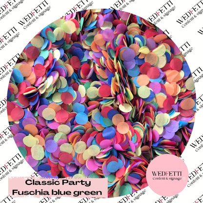 Slow falling paper Confetti - Classic Party+ Fuschia Blue Green