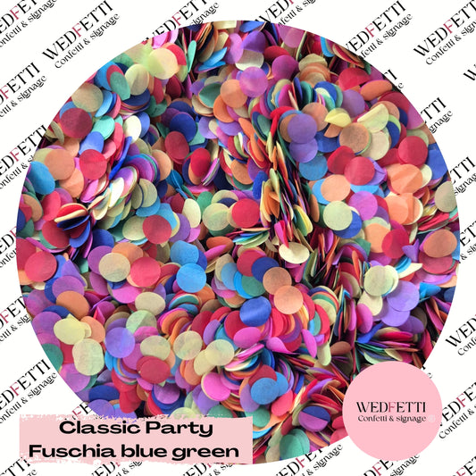 Slow falling paper Confetti - Classic Party+ Fuschia Blue Green