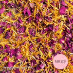 Petal Confetti - Burgundy red small rose petals & Orange Mums