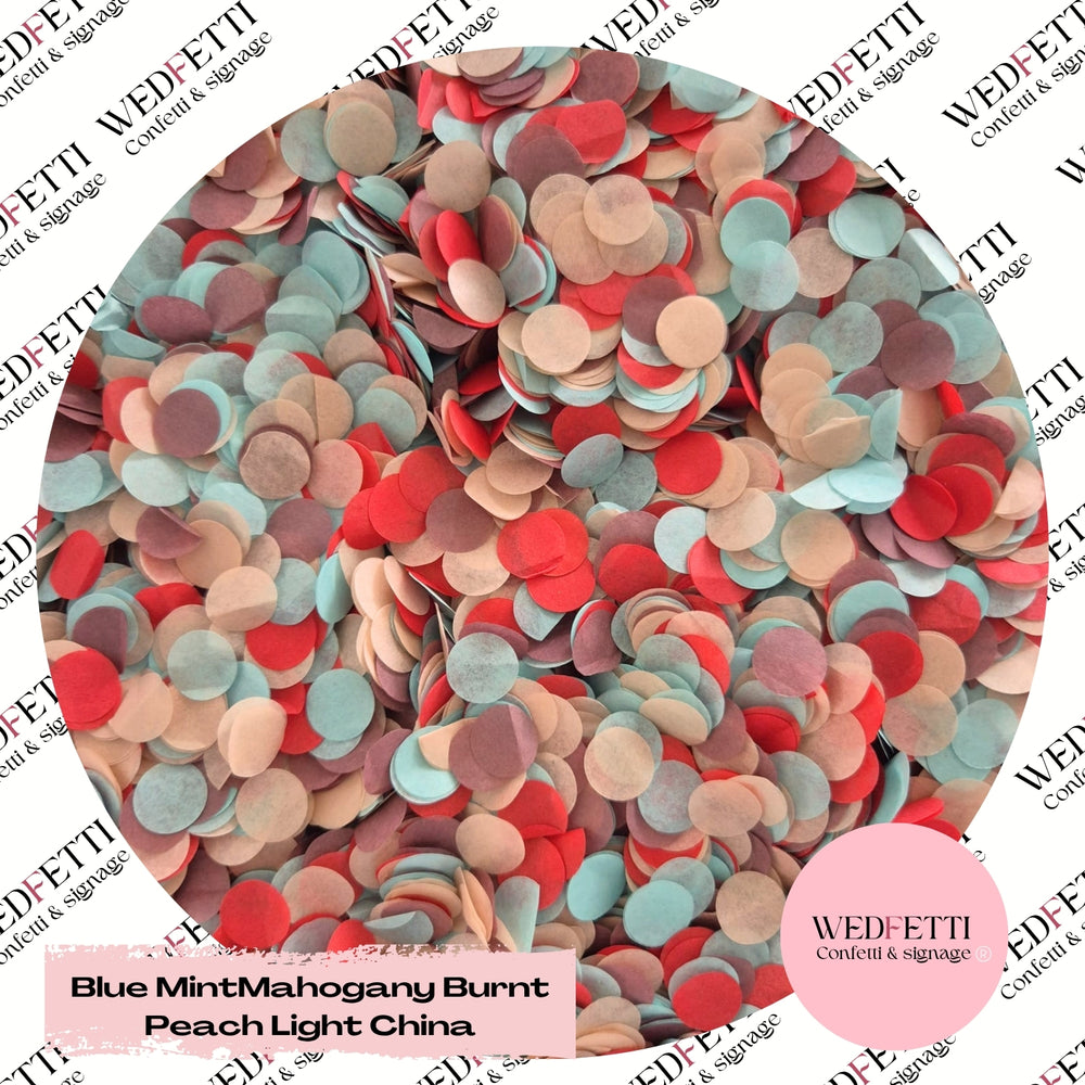 Slow falling paper Confetti - Blue Mint  Mahogany Burnt Peach Light China