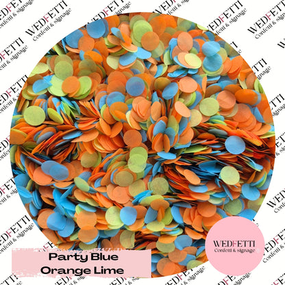 Slow falling paper Confetti - Party Blue Orange Lime