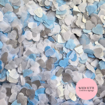 Paper Confetti hearts 1.5cm - 2 Blue Silver White