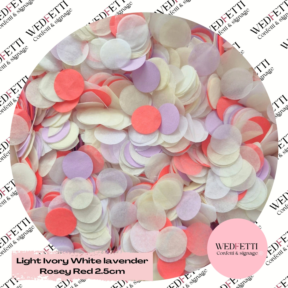 Circles Large 2.5cm Biodegradable - Rosey Red Light Ivory lavender White