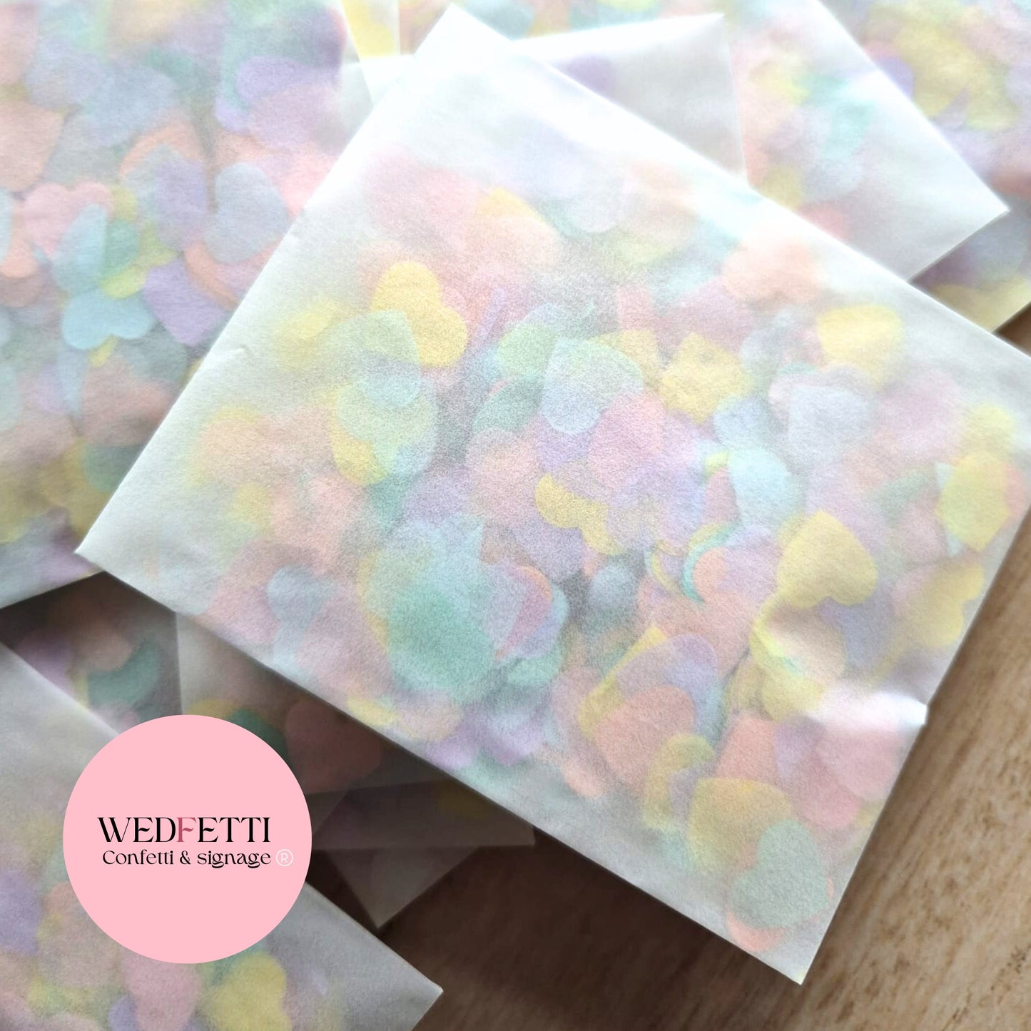 Paper Confetti hearts 1.5cm - Purples & Pinks