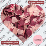 Biodegradable paper Confetti hearts - Full Burgundy Pink