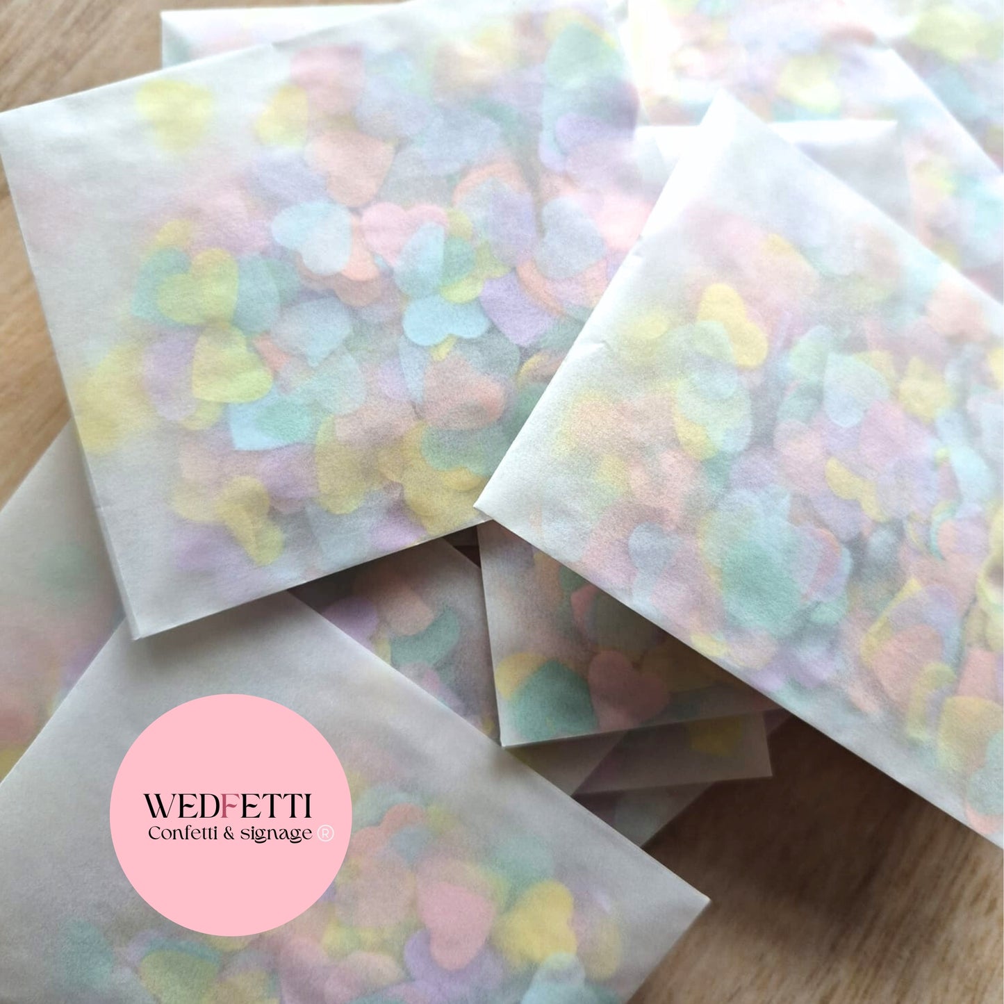 Paper Confetti hearts 1.5cm - Pastel Party Mix