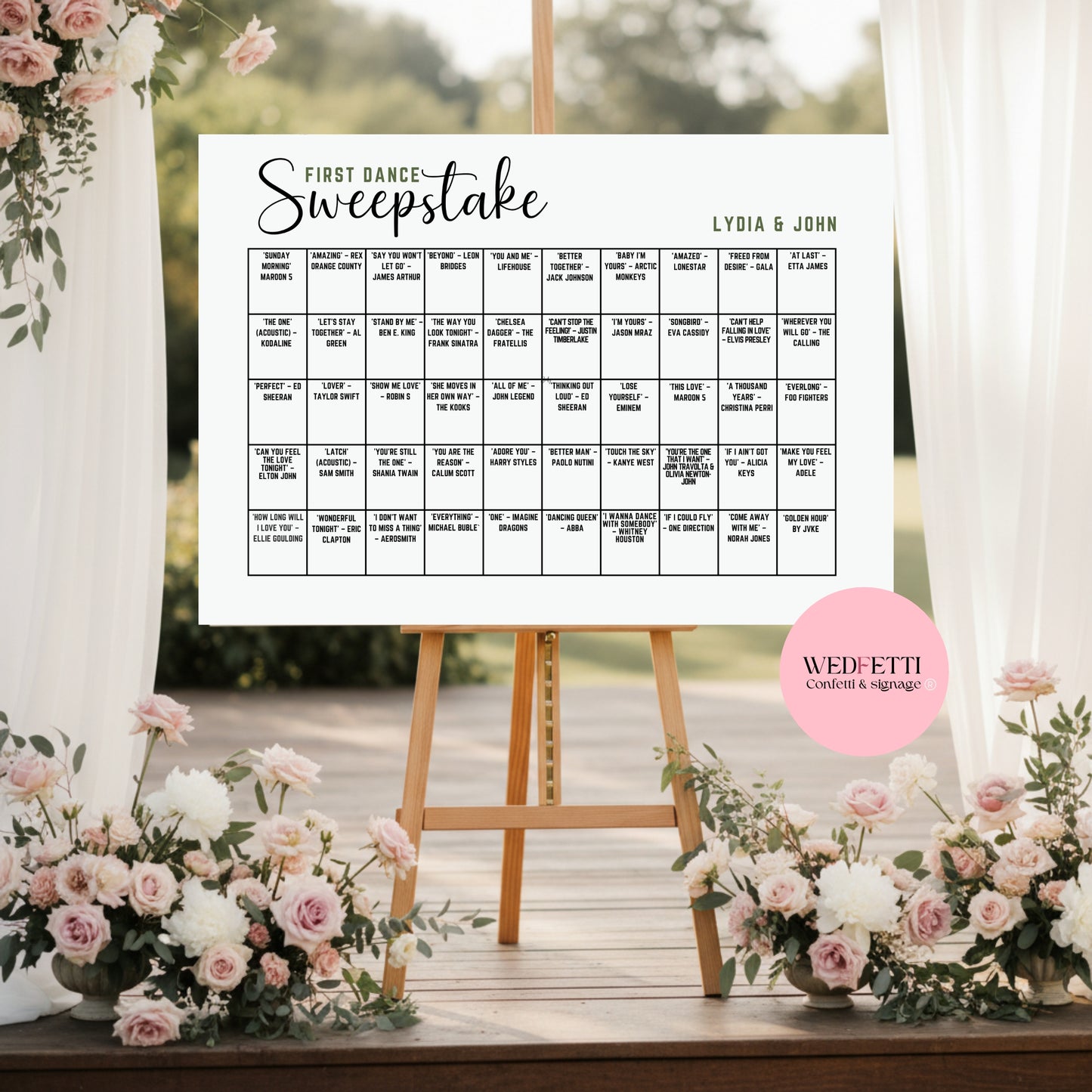 Sweepstake board A0 A1 A2 - style 3