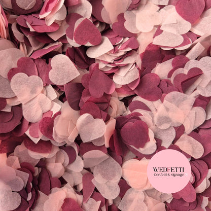 Biodegradable paper Confetti hearts - Full Burgundy Pink