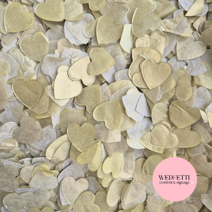 Slow falling shimmering paper Confetti 2.5cm Hearts - Gold - Biodegradable