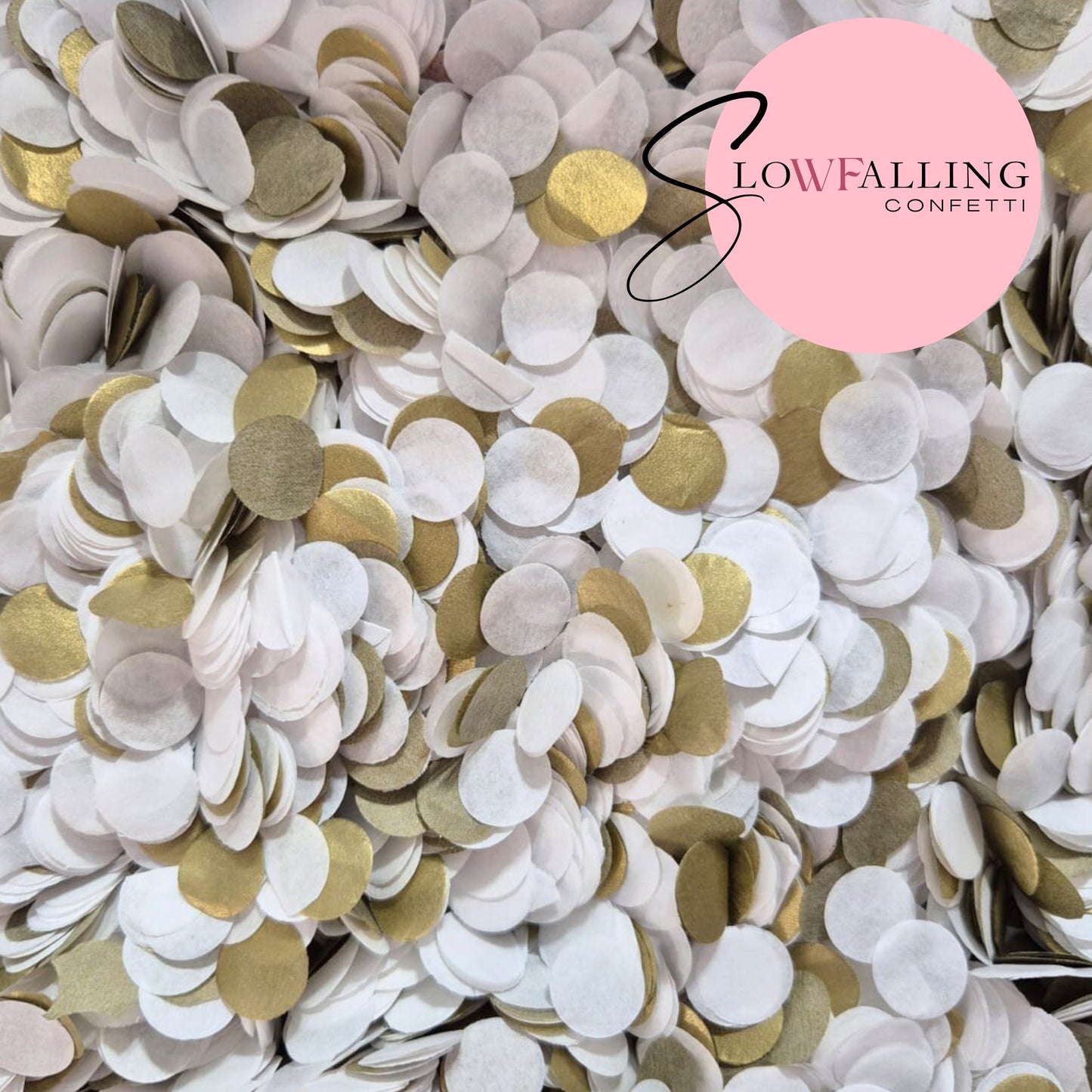 Slow falling paper Confetti - Gold + White