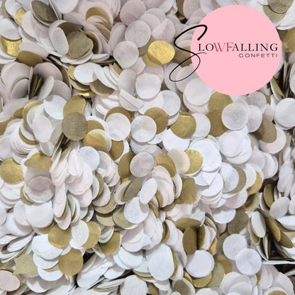 Slow falling paper Confetti - Gold + White
