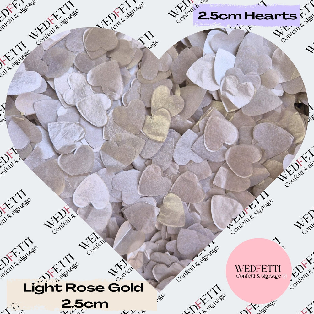 Slow falling shimmering paper Confetti 2.5cm Hearts - Light Rose Gold - Biodegradable