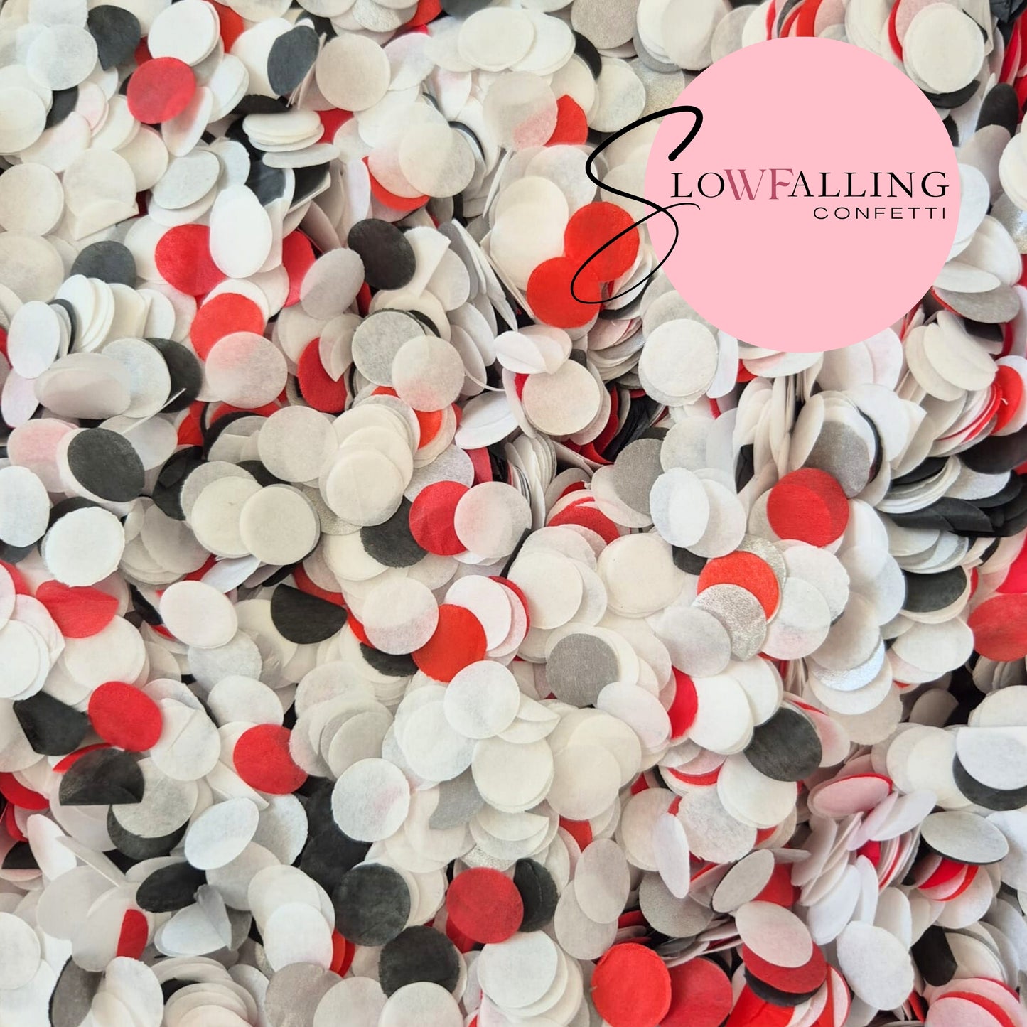 Slow falling paper Confetti - black white red silver