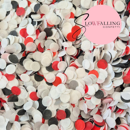 Slow falling paper Confetti - black white red silver