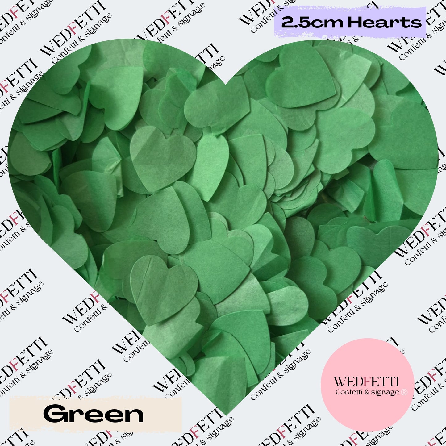 Biodegradable paper Confetti hearts - Green