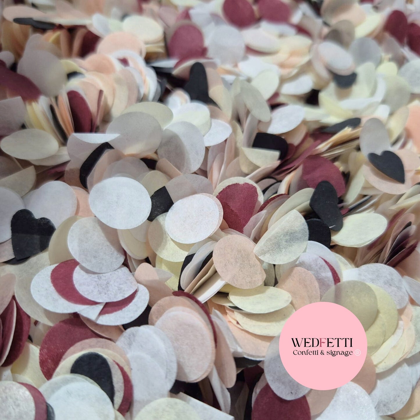 Multi mix Biodegradable paper Confetti - Burgundy mix black