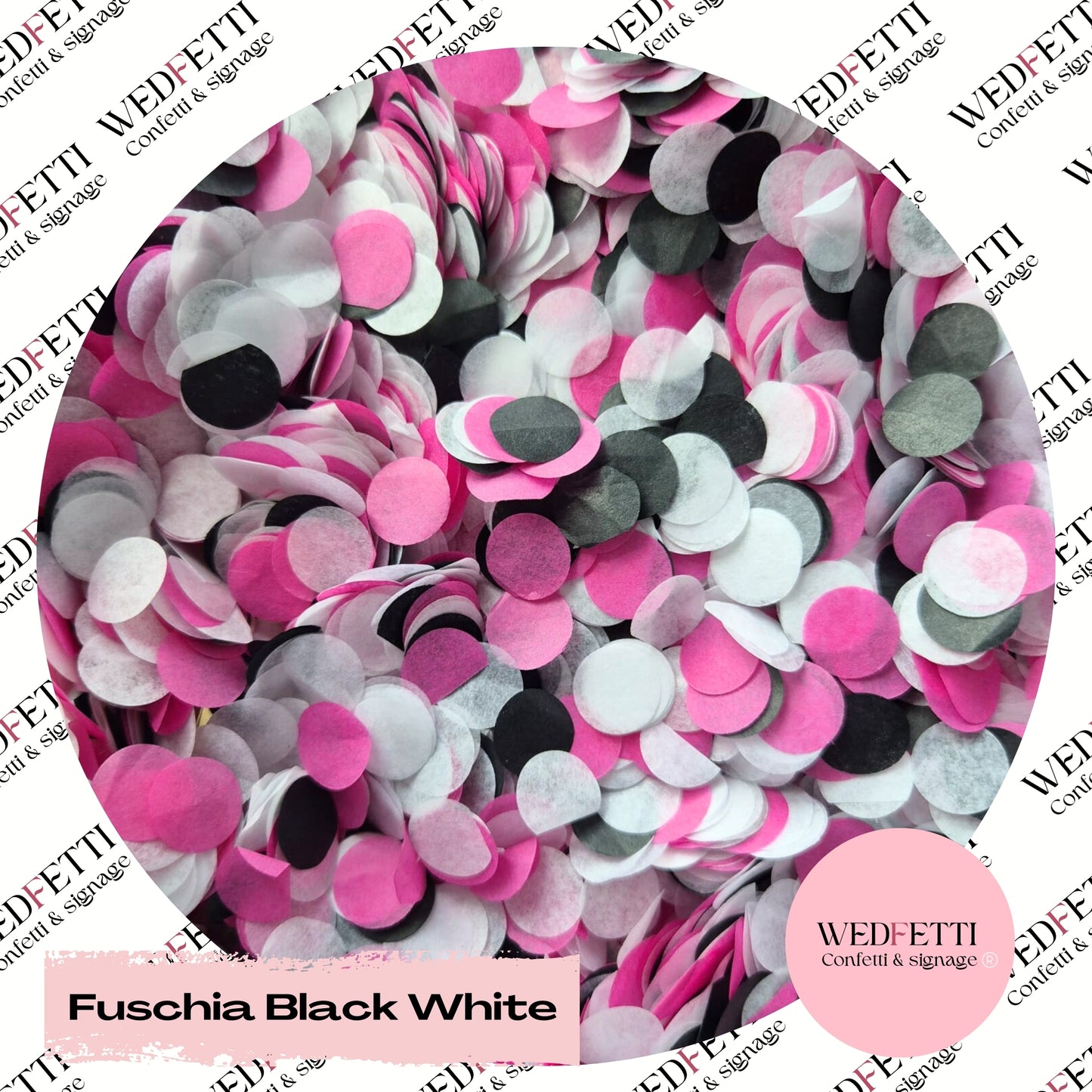 Slow falling paper Confetti - Fuschia Black White