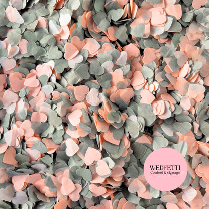 Paper Confetti hearts 1.5cm - Peach + Grey