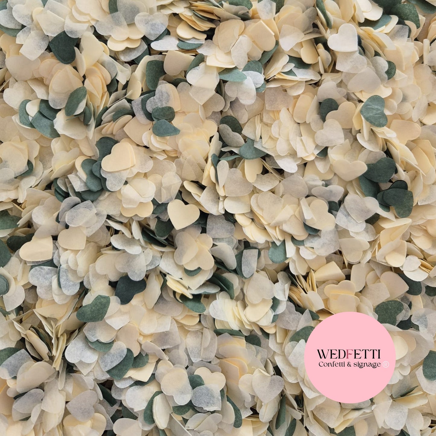 Paper Confetti hearts 1.5cm - Forest Ivory