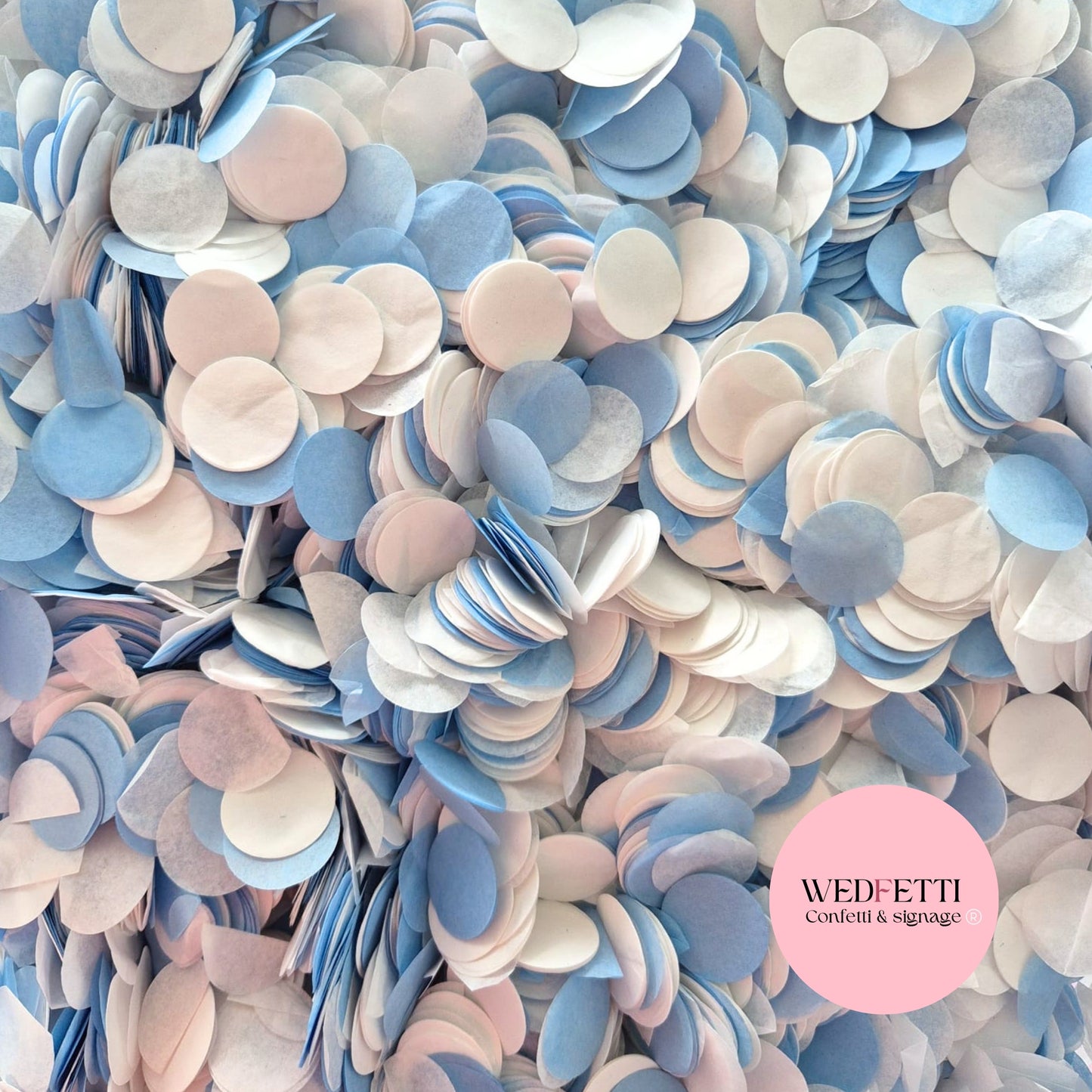 Circles Large 2.5cm Biodegradable - Dusty Blue White
