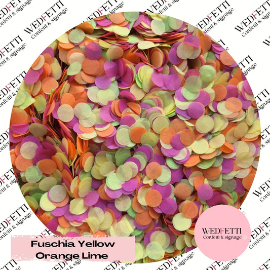 Slow falling paper Confetti - Fuschia Orange Yellow Lime